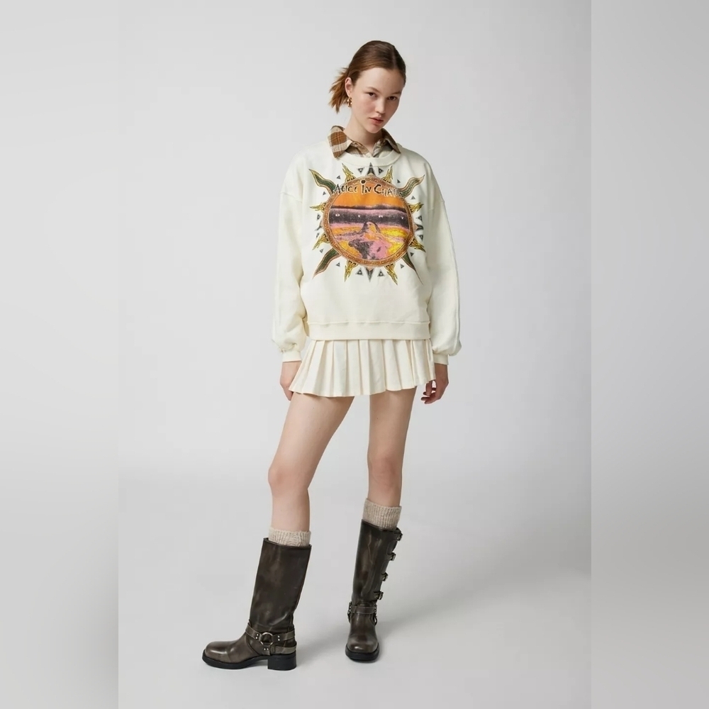 urban outfitters women's alice in chains graphic pullover sweater cream nwt